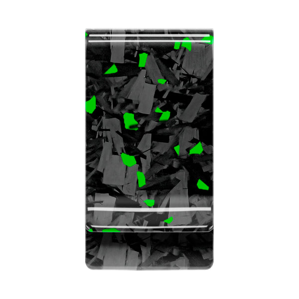Real Forged Carbon Fiber with Green Flake Money Clip | Medium