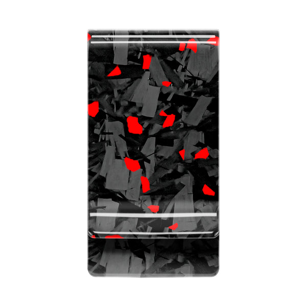 Real Forged Carbon Fiber with Red Flake Money Clip | Medium