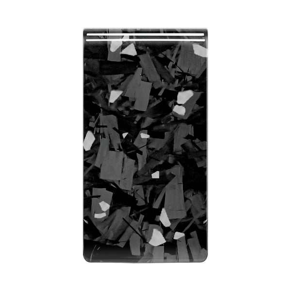 Real Forged Carbon Fiber with Silver Flake Money Clip | Medium