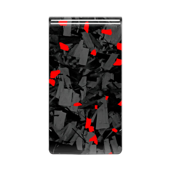 Real Forged Carbon Fiber with Red Flake Money Clip | Medium