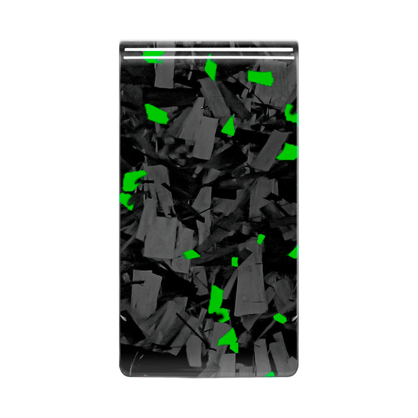 Real Forged Carbon Fiber with Green Flake Money Clip | Medium
