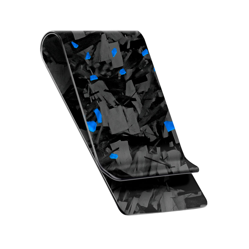 Real Forged Carbon Fiber with Blue Flake Money Clip | Medium
