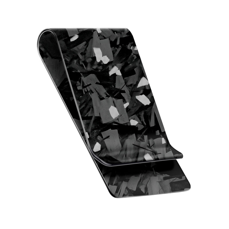 Real Forged Carbon Fiber with Silver Flake Money Clip | Medium