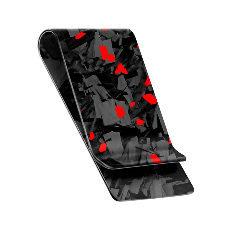 Real Forged Carbon Fiber with Red Flake Money Clip | Medium