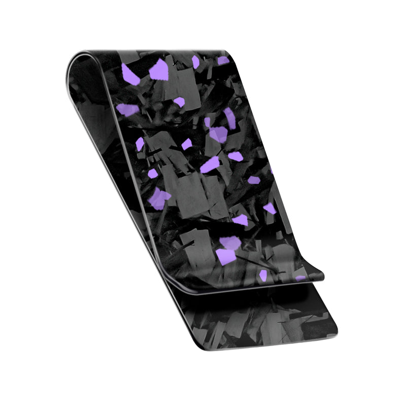 Real Forged Carbon Fiber with Purple Flake Money Clip | Medium