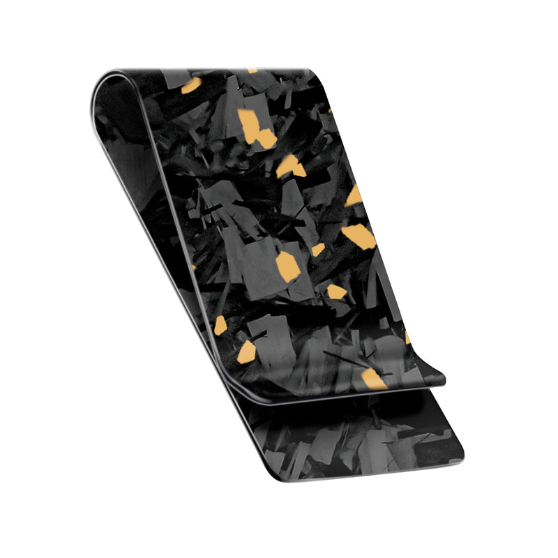 Real Forged Carbon Fiber with Gold Flake Money Clip | Medium