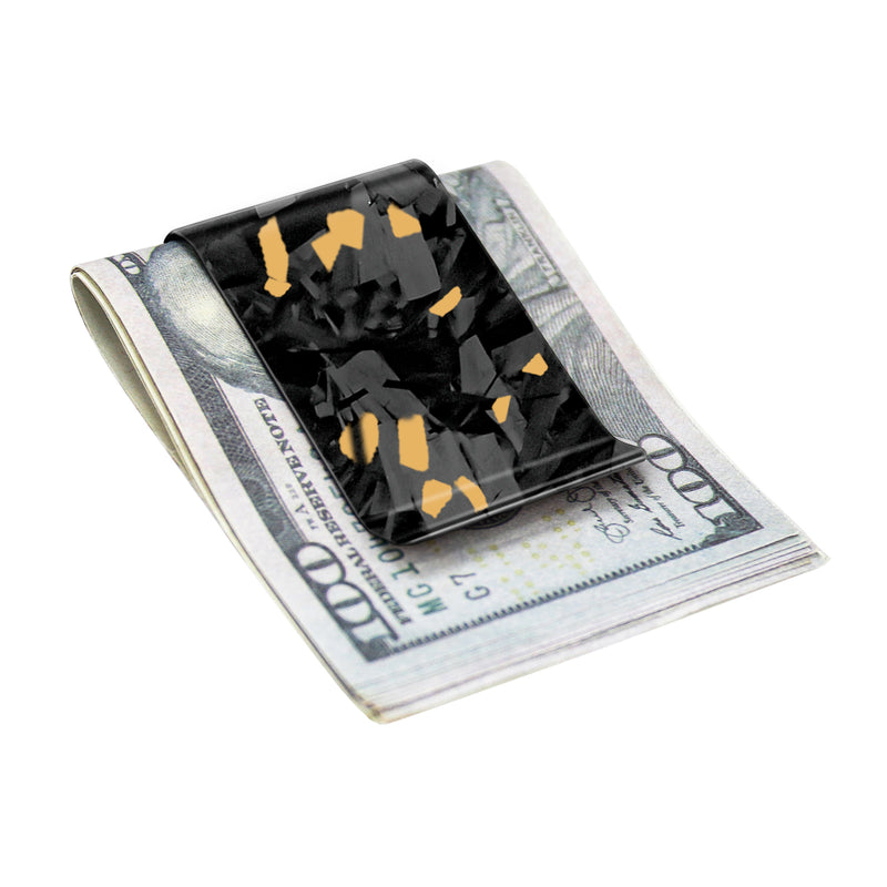 Real Forged Carbon Fiber with Gold Flake Money Clip | Medium