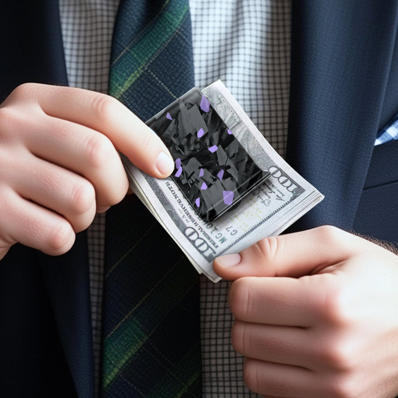 Real Forged Carbon Fiber with Purple Flake Money Clip | Medium