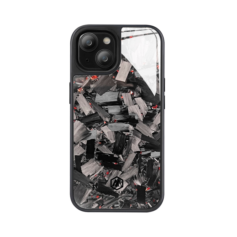 Shockproof | Red Flake Real Forged Chunk Carbon Fiber Magsafe Phone Case iPhone 15/15 Pro/15 Plus/15 Pro Max