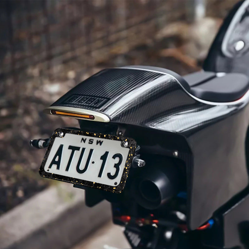 Real Forged Carbon Fiber With Silver Flake Motocylce License Plate Frame