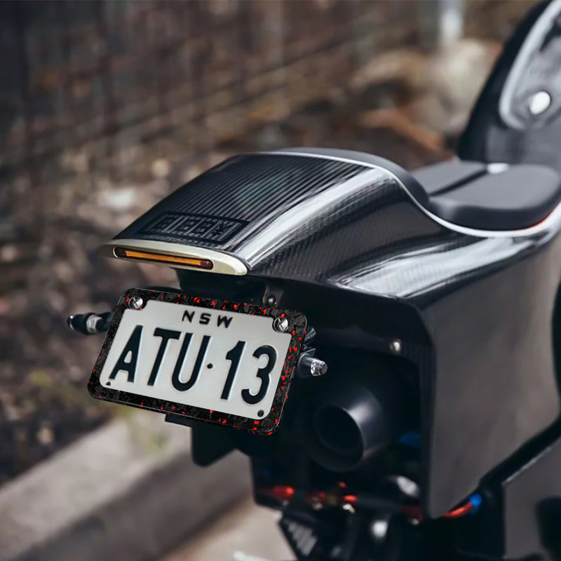 Real Forged Carbon Fiber With Blue Flake Motocylce License Plate Frame