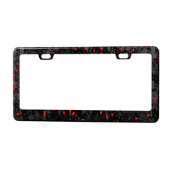 Real Forged Carbon Fiber With Red Flake License Plate Frame | 2pcs in 1