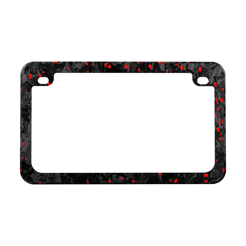 Real Forged Carbon Fiber With Red Flake Motocylce License Plate Frame