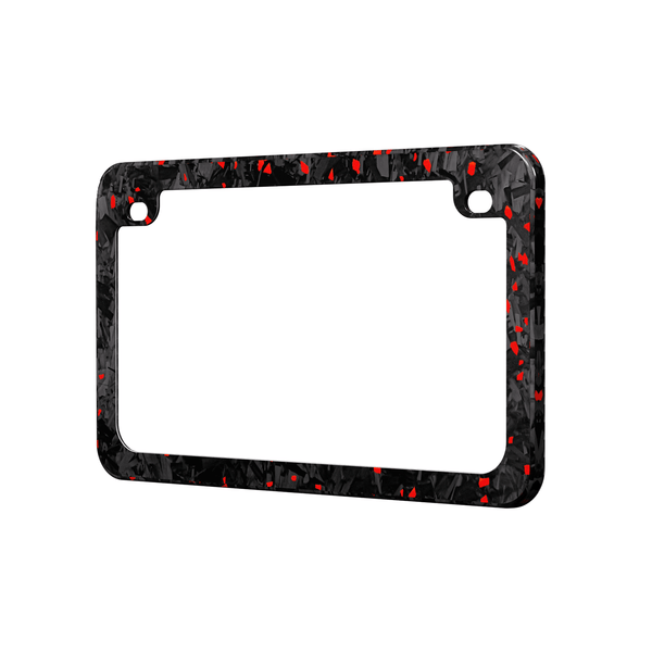 Real Forged Carbon Fiber With Red Flake Motocylce License Plate Frame