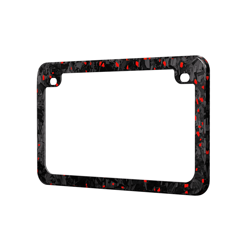 Real Forged Carbon Fiber With Red Flake Motocylce License Plate Frame