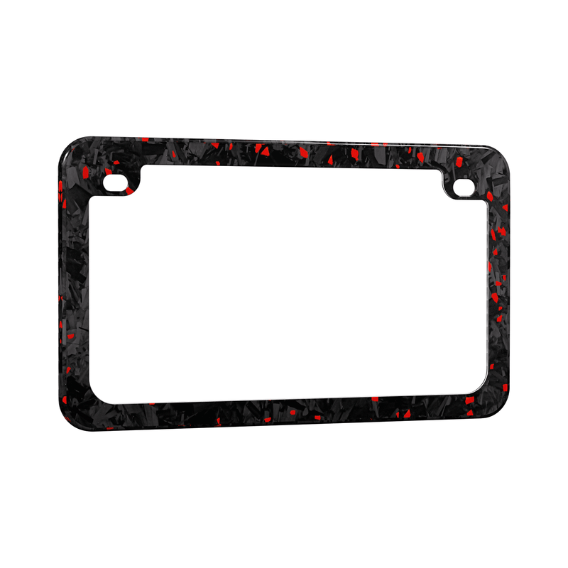 Real Forged Carbon Fiber With Red Flake Motocylce License Plate Frame