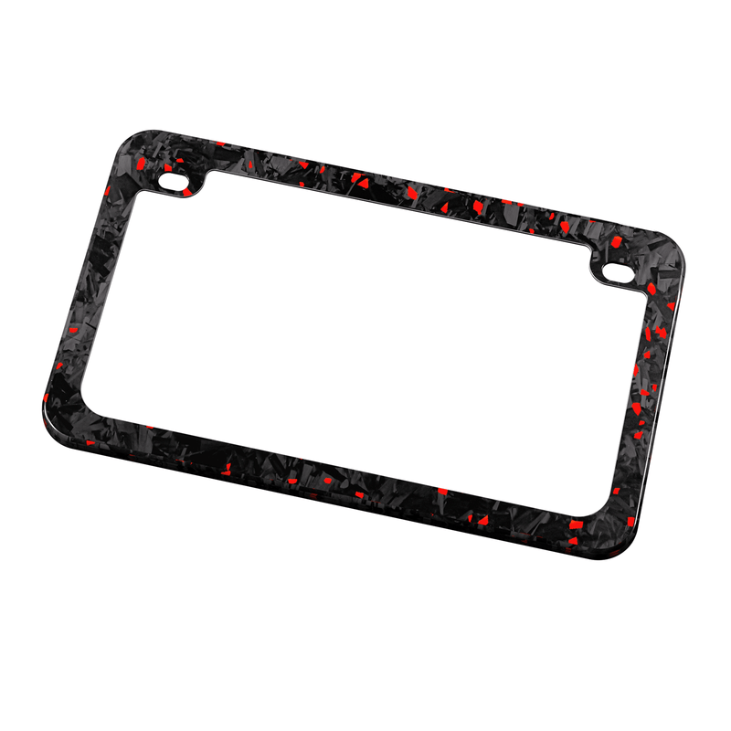 Real Forged Carbon Fiber With Red Flake Motocylce License Plate Frame