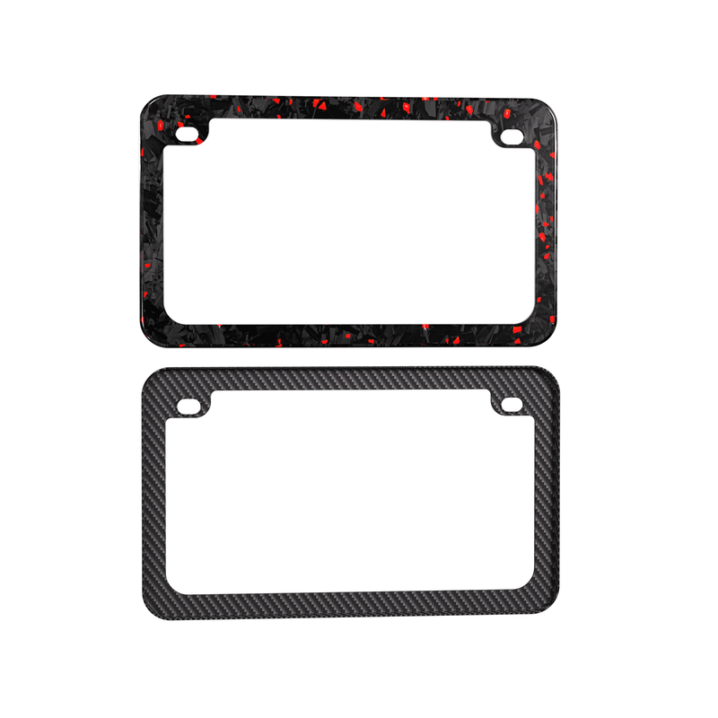 Real Forged Carbon Fiber With Red Flake Motocylce License Plate Frame