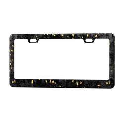 Real Forged Carbon Fiber With Gold Flake License Plate Frame | 2pcs in 1