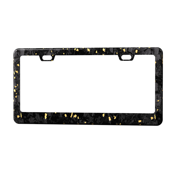 Real Forged Carbon Fiber With Gold Flake License Plate Frame | 2pcs in 1