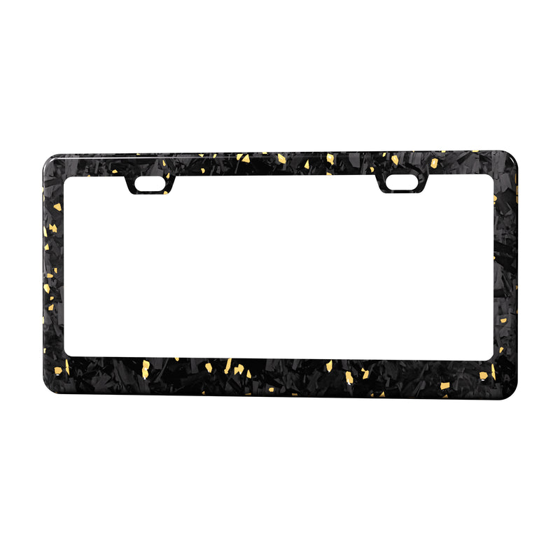 Real Forged Carbon Fiber With Gold Flake License Plate Frame | 2pcs in 1