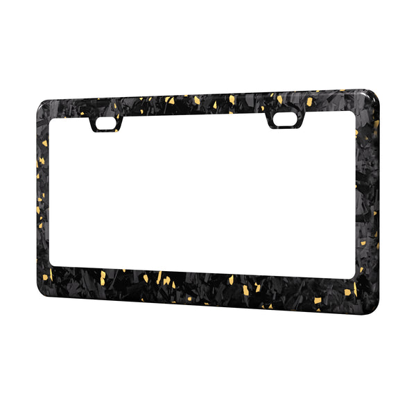 Real Forged Carbon Fiber With Gold Flake License Plate Frame | 2pcs in 1