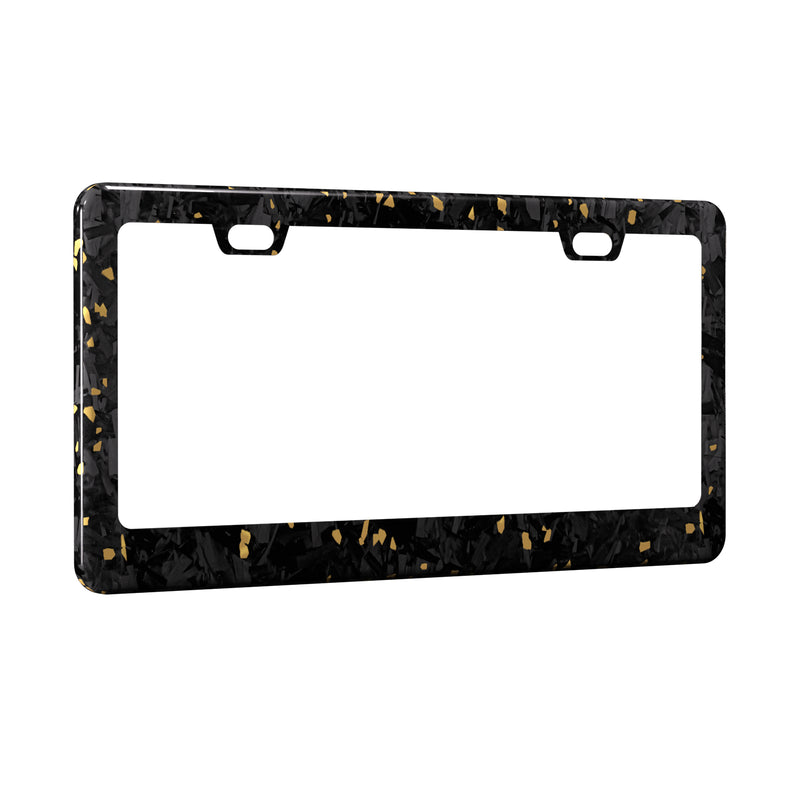 Real Forged Carbon Fiber With Gold Flake License Plate Frame | 2pcs in 1