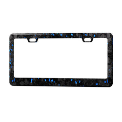 Real Forged Carbon Fiber With Blue Flake License Plate Frame | 2pcs in 1