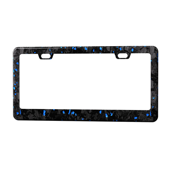 Real Forged Carbon Fiber With Blue Flake License Plate Frame | 2pcs in 1