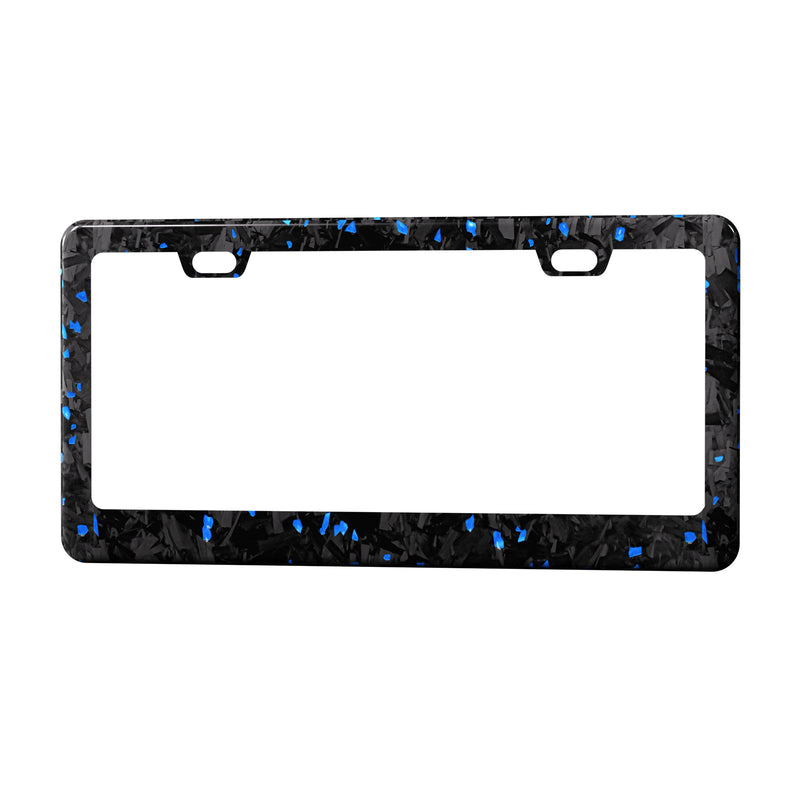 Real Forged Carbon Fiber With Blue Flake License Plate Frame | 2pcs in 1