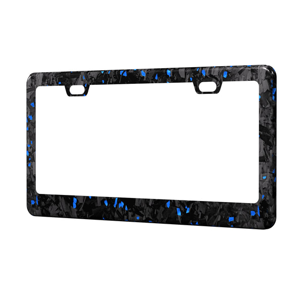Real Forged Carbon Fiber With Blue Flake License Plate Frame | 2pcs in 1