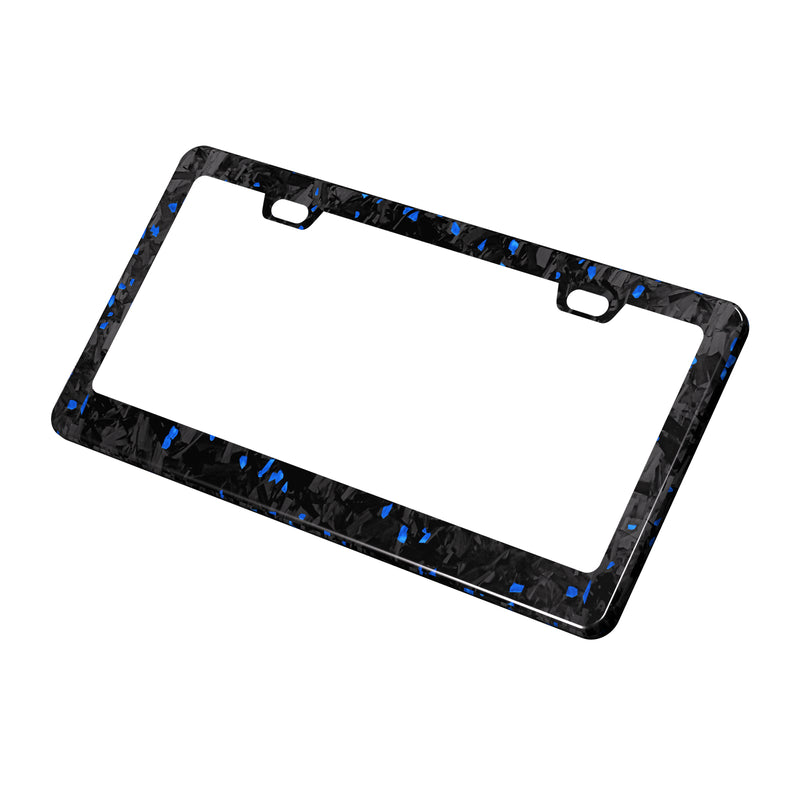 Real Forged Carbon Fiber With Blue Flake License Plate Frame | 2pcs in 1