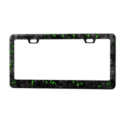 Real Forged Carbon Fiber With Green Flake License Plate Frame | 2pcs in 1