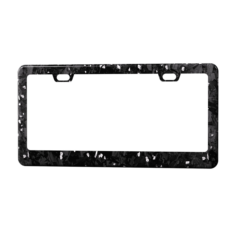 Real Forged Carbon Fiber With Silver Flake License Plate Frame | 2pcs in 1