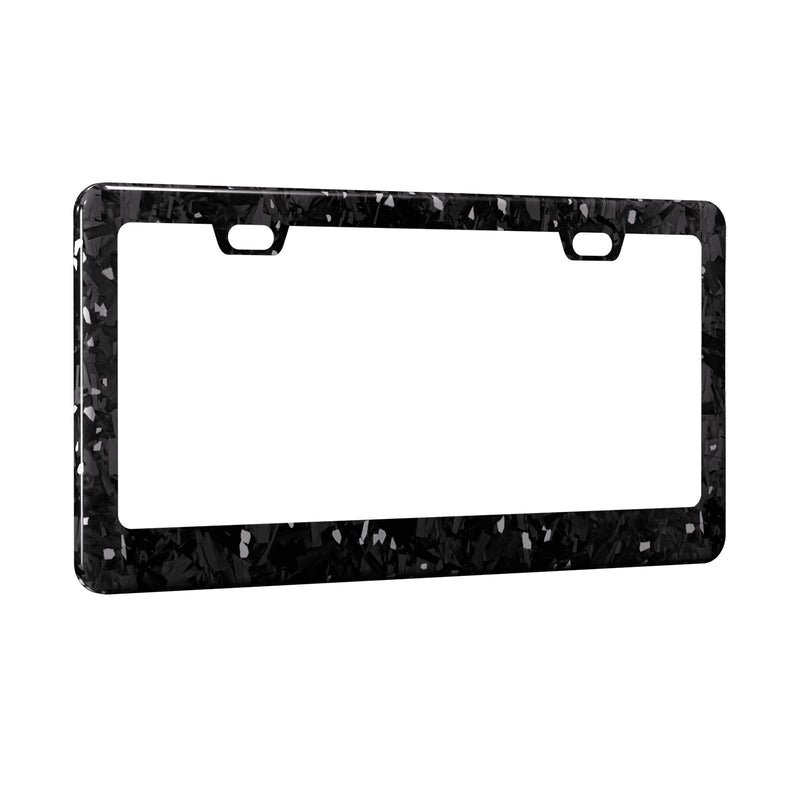 Real Forged Carbon Fiber With Silver Flake License Plate Frame | 2pcs in 1