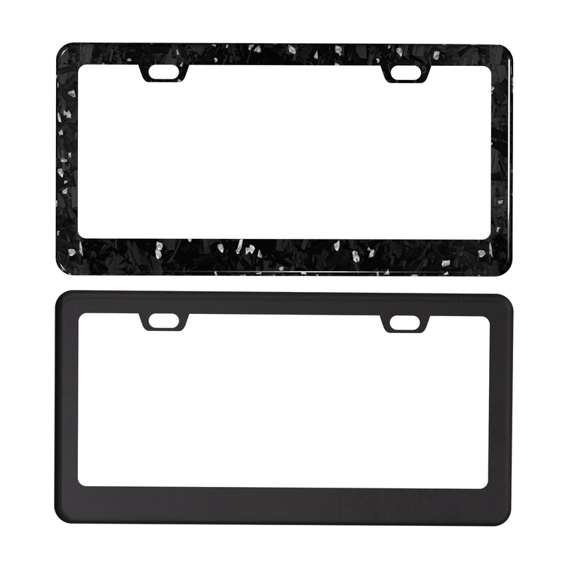 Real Forged Carbon Fiber With Silver Flake License Plate Frame | 2pcs in 1