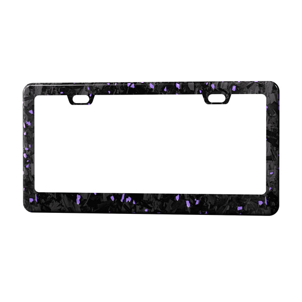 Real Forged Carbon Fiber With Purple Flake License Plate Frame | 2pcs in 1