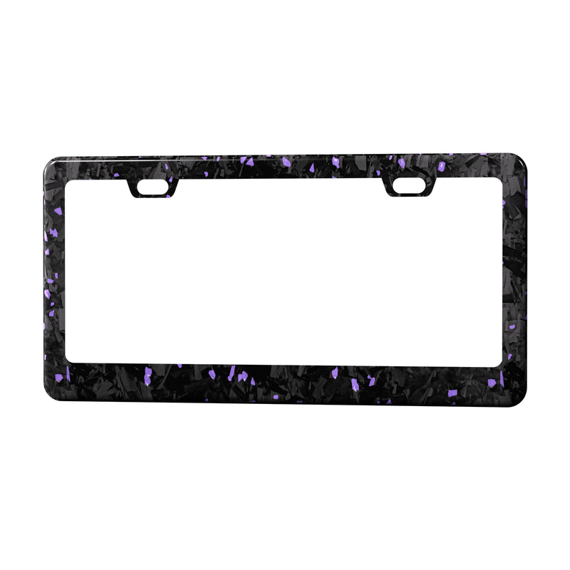 Real Forged Carbon Fiber With Purple Flake License Plate Frame | 2pcs in 1