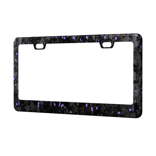 Real Forged Carbon Fiber With Purple Flake License Plate Frame | 2pcs in 1