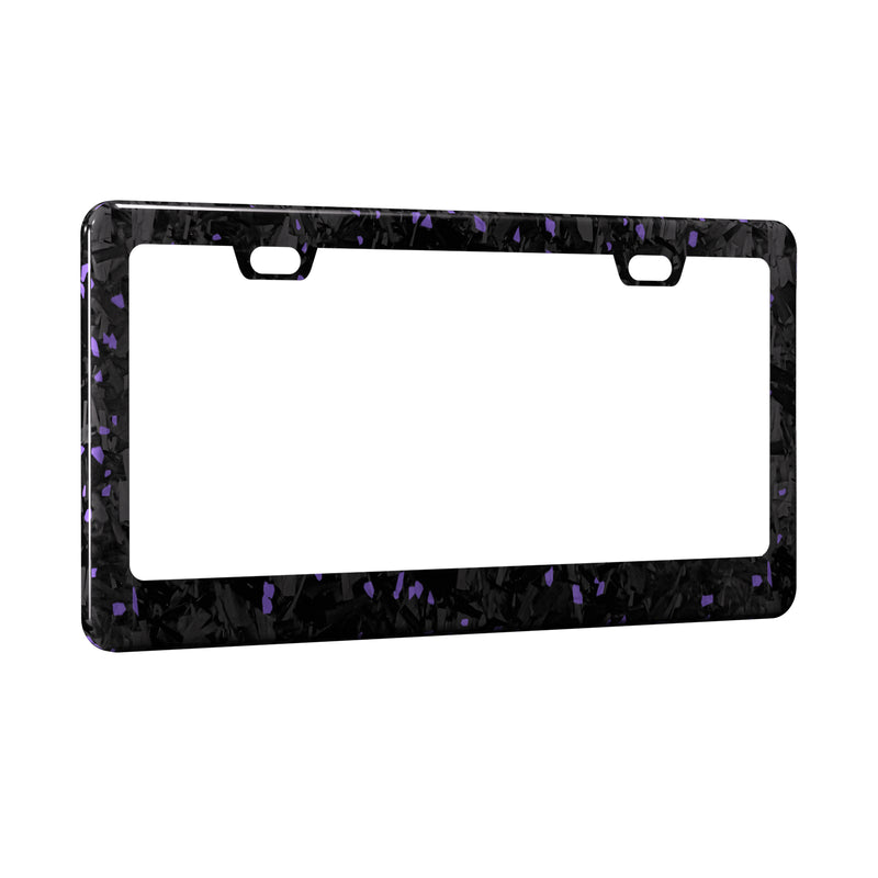 Real Forged Carbon Fiber With Purple Flake License Plate Frame | 2pcs in 1