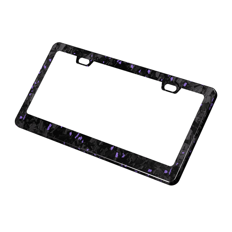 Real Forged Carbon Fiber With Purple Flake License Plate Frame | 2pcs in 1