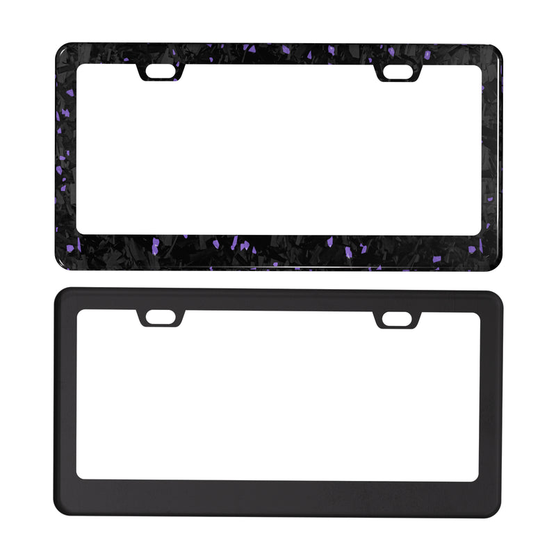Real Forged Carbon Fiber With Purple Flake License Plate Frame | 2pcs in 1
